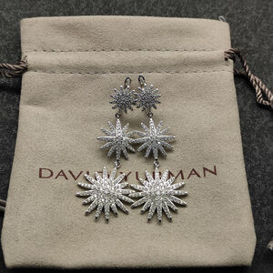 David Yurman Silver Sunflower Triple Earrings